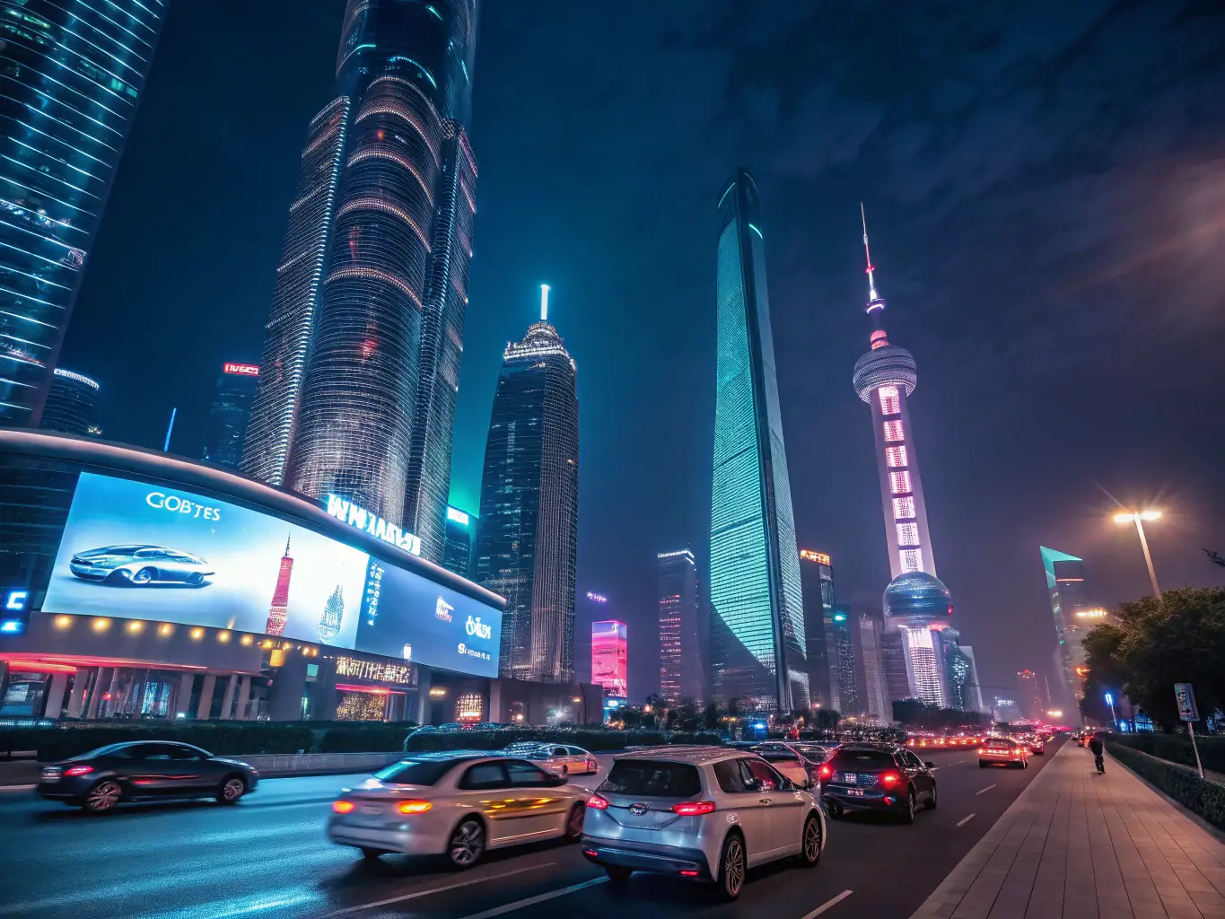 A futuristic cityscape with AI-powered systems managing traffic, energy, and communication, symbolizing the broad applications of AI solutions.